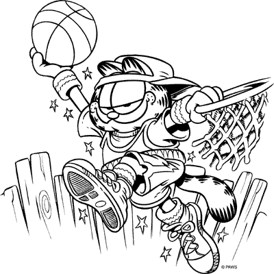 coloriage garfield basketteur